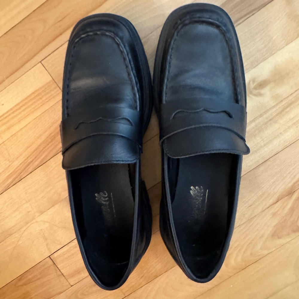 Black Leather Slip-On Penny Loafers like new